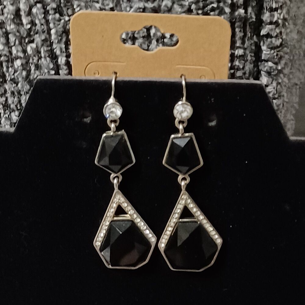 THE LIMITED Black and Silver Dangle Earrings